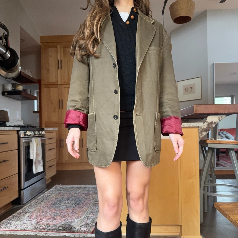 vintage distressed hunting jacket chore coat green